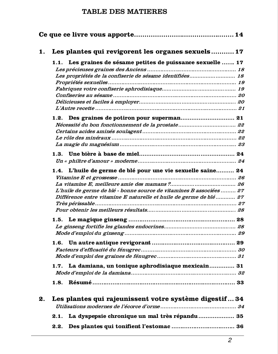 Première page du sommaire de l'ebook